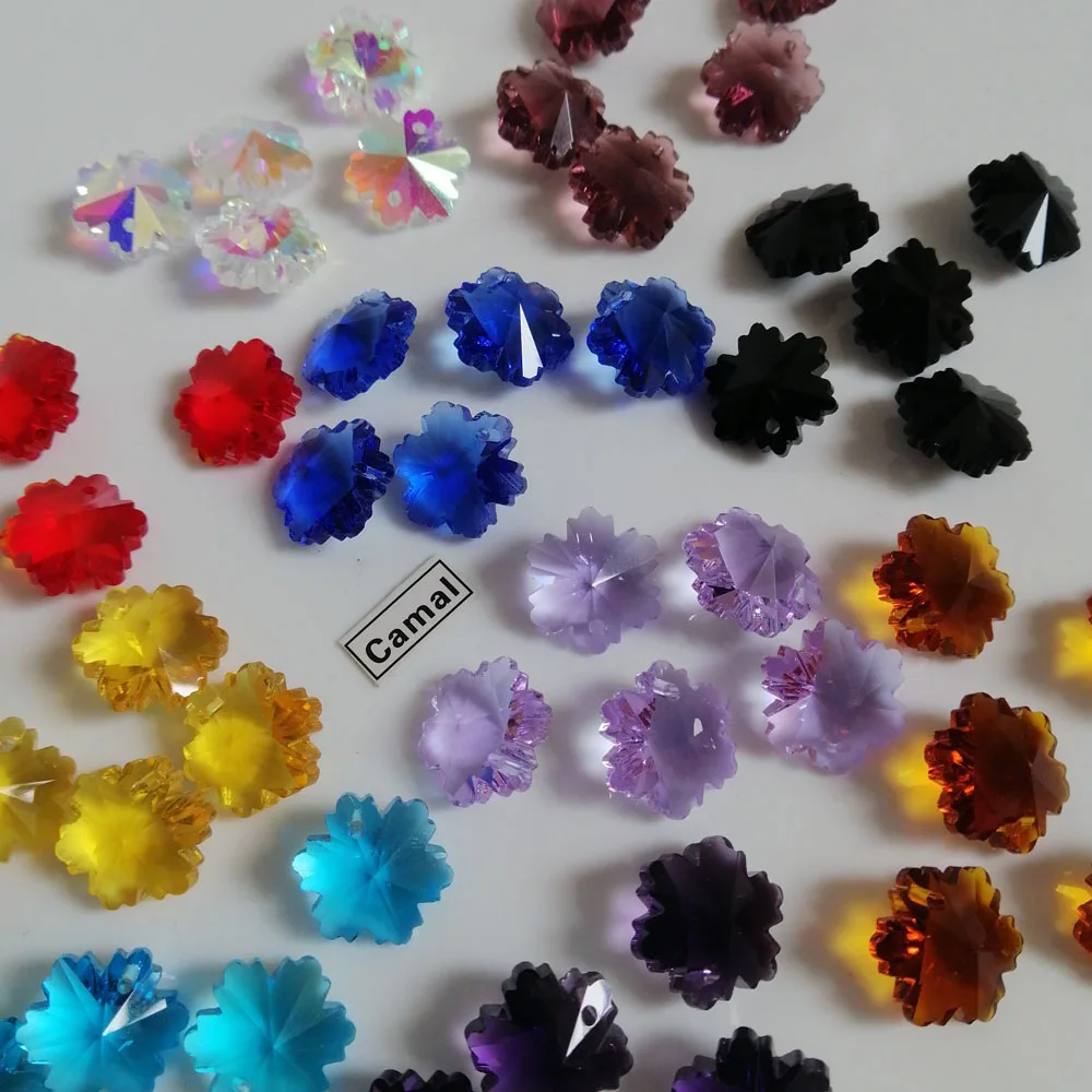 

Camal 20PCS 14mm Snowflake Crystal Loose Beads 1 Hole Prisms Pendant SunCatcher Charm Ornament Necklaces Jewelry Making Craft