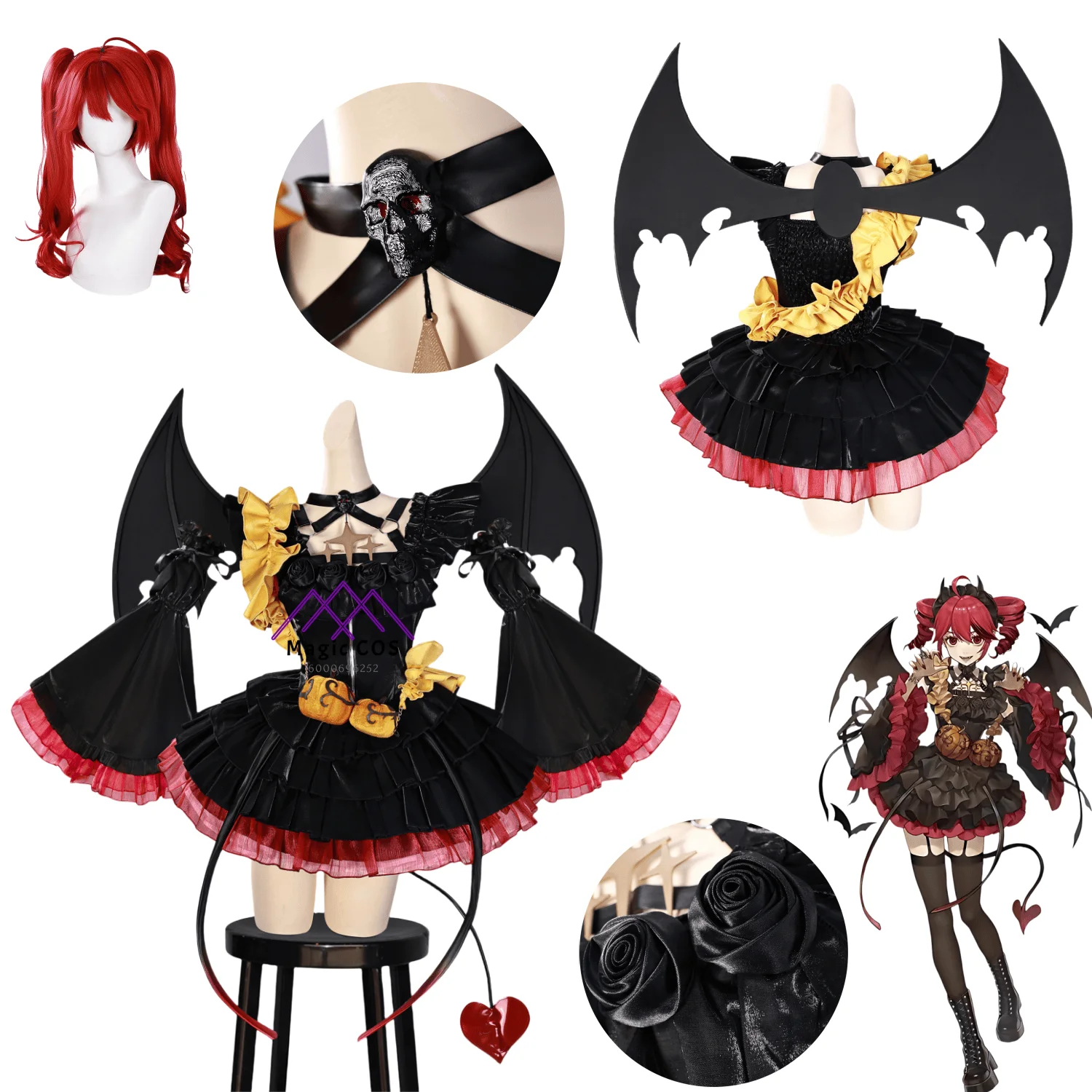 

Virtual Idol Cosplay Costume Anime Teto Kasane New Halloween Role Playing Sexy Uniform Dress Wings for Women Comic Con Party Set