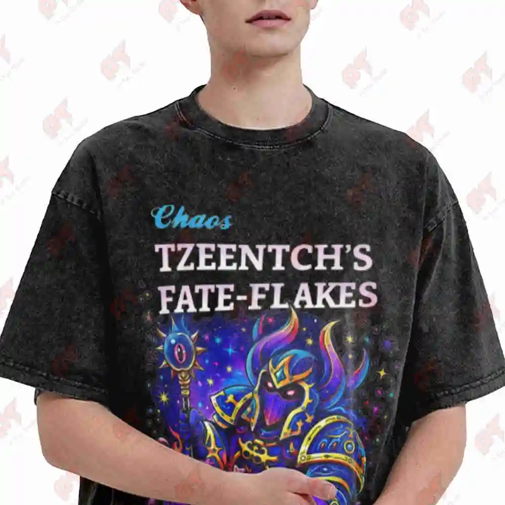 Tzeentch's Fate Flakes Vintage Washed Tee Pure Cotton T-Shirt
