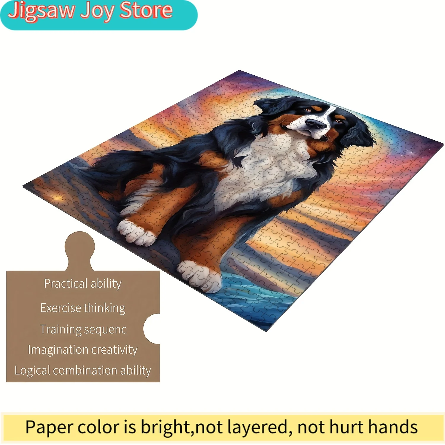 

Jigsaw Puzzle for & Family - Bernese Mountain Dog Design, Wooden Craftsmanship, Vibrant Colors, Perfect Connectors for Wisdom