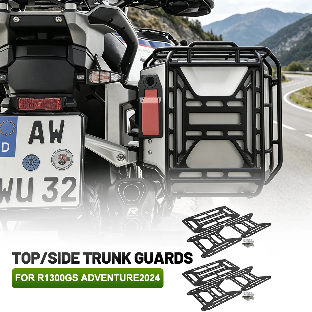 For BMW R1300GS Adventure 2024 Top Side Trunk Guard Luggage Rack Matte Black Load Bearing Hollow Steel Plate