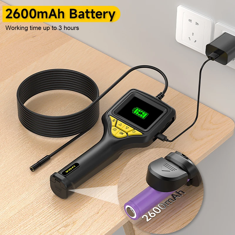 Triple Lens Handheld Endoscope Camera 2.8 Inch IPS Screen HD1080P 8MM Car Inspection Borescope Removeable Battery Take Photo