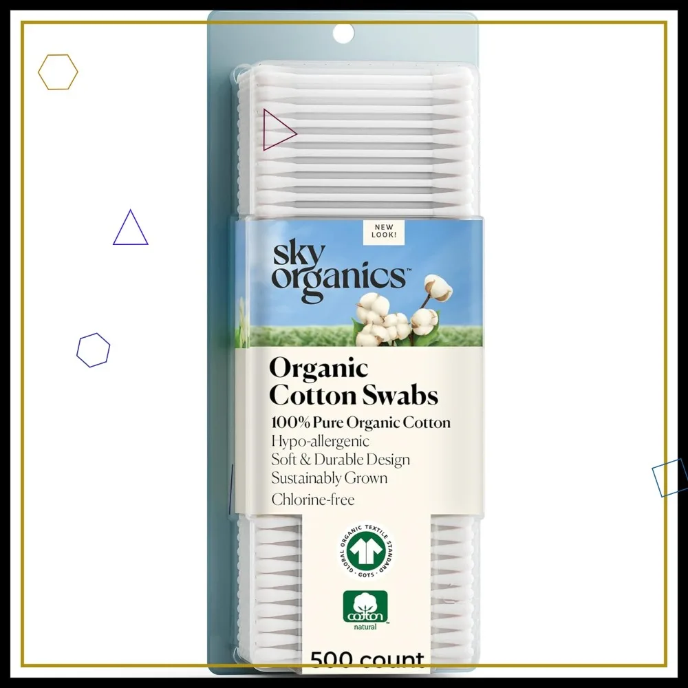 

Ultra Soft Organic Cotton Swabs, 500 ct. - Strong & Durable - Hypoallergenic - Chlorine Free - Sustainable