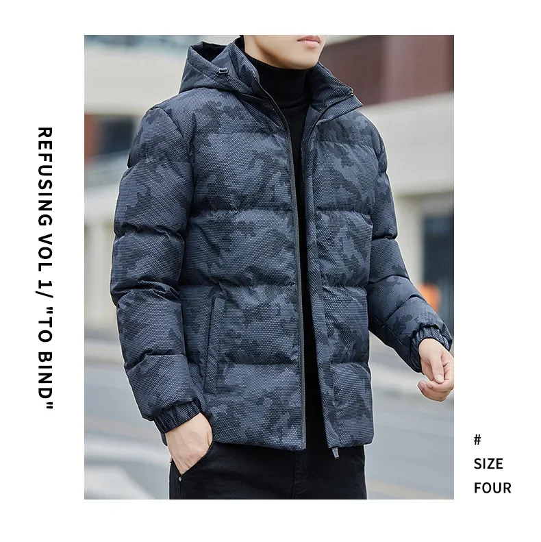 Men Thick Warm Winter Jackets Hooded Puffer Jacket Men Cotton Padded Jacket 5XL Fashion Casual Clothing 2022 Streetwear Coat