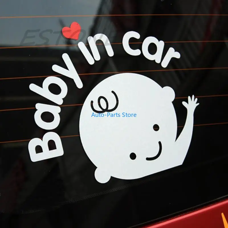 

87HE "Baby In Car" Waving Baby on Board Safety Sign Car Decal / Vinyl Sticker