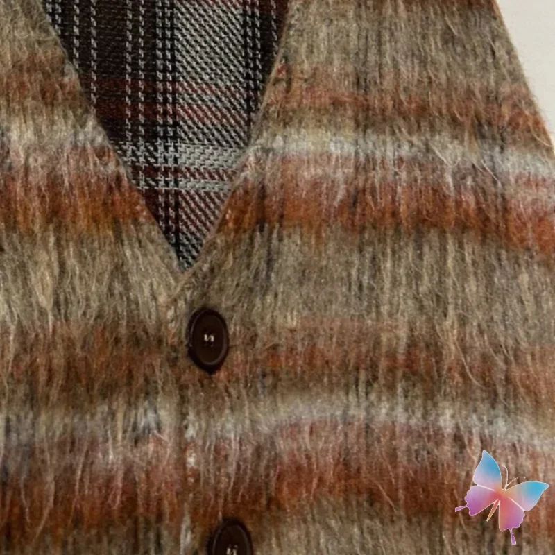 الشتاء البني منقوشة الموهير لنا ليجاسي سترة موضة الشارع الصوف مزيج محبوك الخامس الرقبة سترة عادية فضفاض البلوزات الرجال النساء