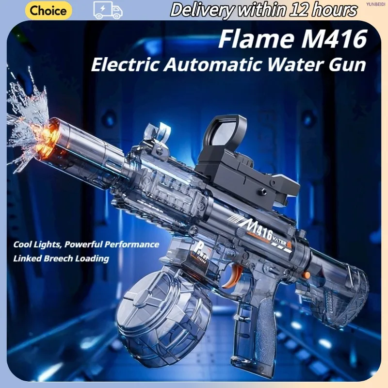 M416 Electric Water Spraying Gun with Flash High-Speed Continuous Fire Fully Automatic Charging Summer Toy Spraying Gun Kid Gift