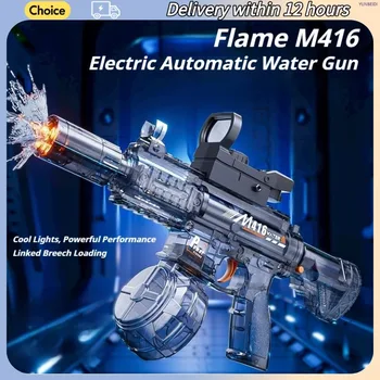M416 Electric Water Spraying Gun with Flash High-Speed Continuous Fire Fully Automatic Charging Summer Toy Spraying Gun Kid Gift