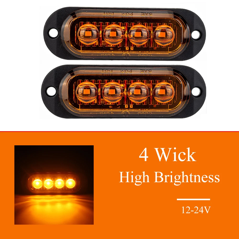 2 قطعة 4LED سيارة أضواء العلامات الجانبية قوارب ل تيار مستمر 12 فولت-24 فولت سيارات مؤشر التخليص مصباح للسيارات عربات الشاحنات المقطورات