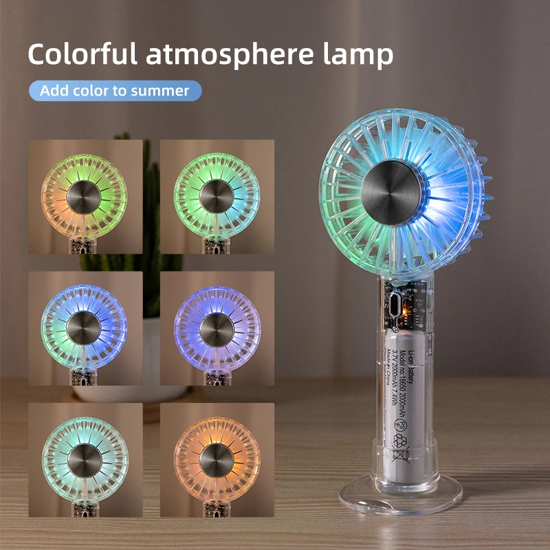 Transparent Handheld Fan Neck Fan 5 Gears Rechargeable Fan Outdoor Ventilador Ventiladores  for Camping