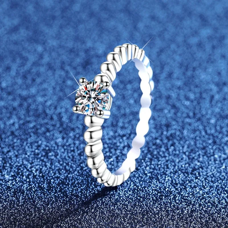 

Mozambique Diamond Ring Platinum PT950 18K Gold Women's Ring Classic Sparkling 0.5carat Mozambique Stone Ring for Women