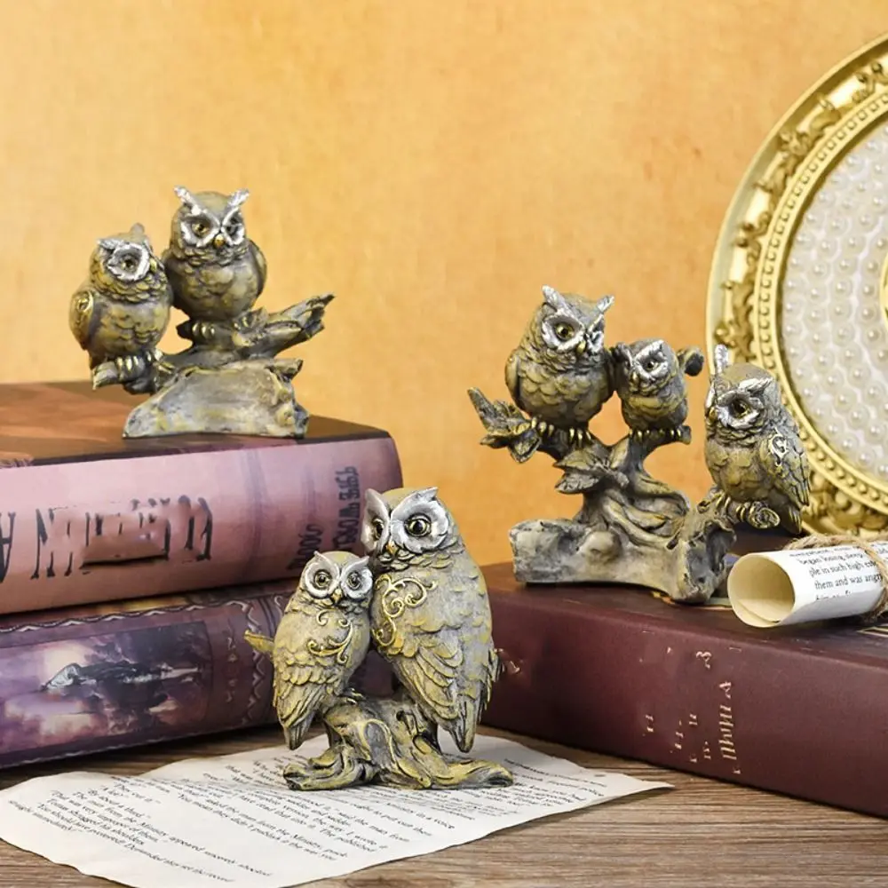

Desktop Decoration Resin Owl Ornament Creative Vivid Animal Statue Cute Waterproof Miniature Figurine Sculpture Hallway