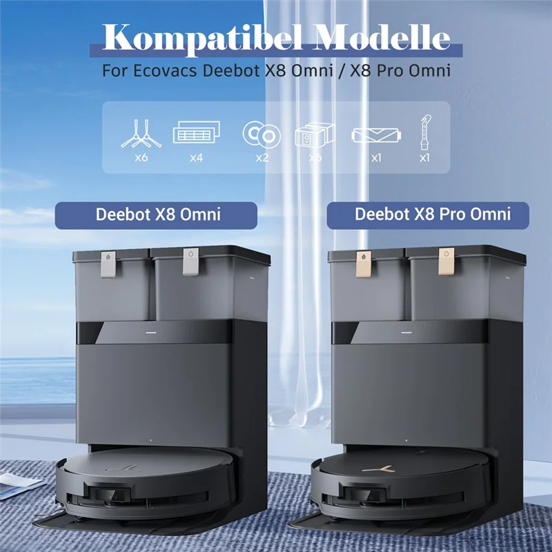 

A03F-Accessory Filters, Main Brush, Side Brushes, Dust Bags For Ecovacs Deebot X8 Pro Omni/X8 Omni Robot Vacuum Models
