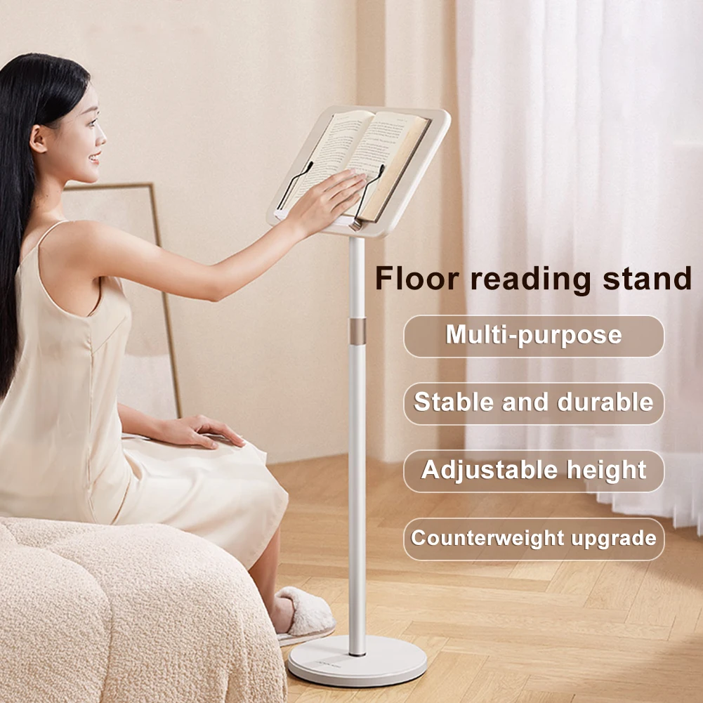 Floor Book Stand Lifting Telescopic Bookshelf Sheet Music Stand Book Holder Adjustable Height Laptop Display Holder for Reading