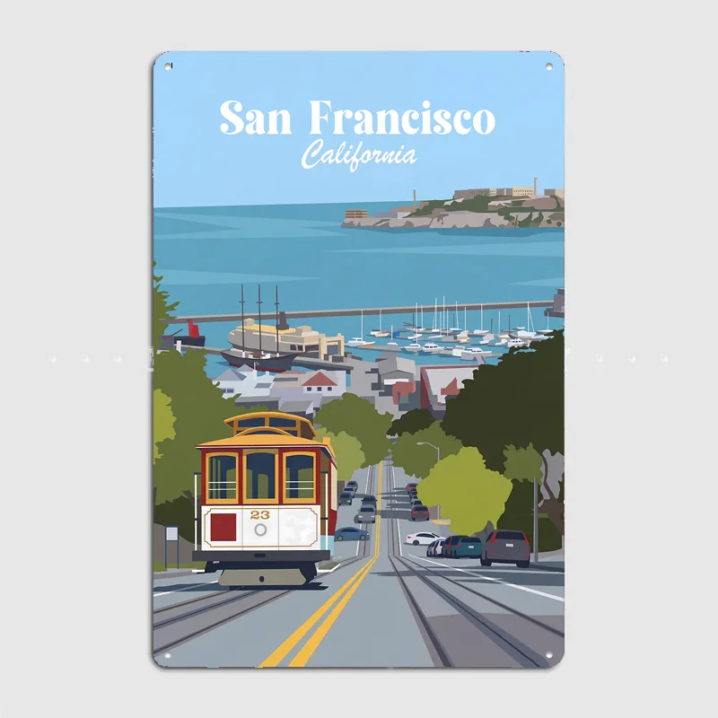 San Francisco Travel Poster Metal Posters Living Sign Indoor Outdoor Room Decoration Home Bar Decor Wall Decor