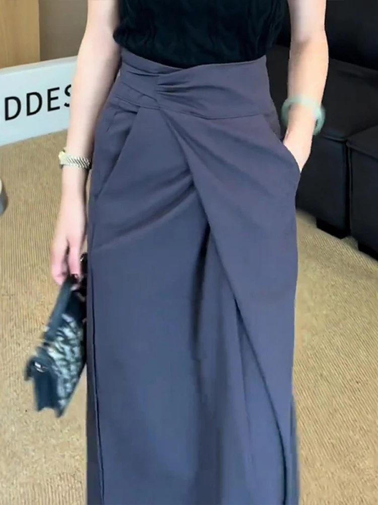 

Женская юбка средней длины с асимметричным дизайном и высокой талией, модная утягивающая юбка с разрезом, весна-лето 20л.