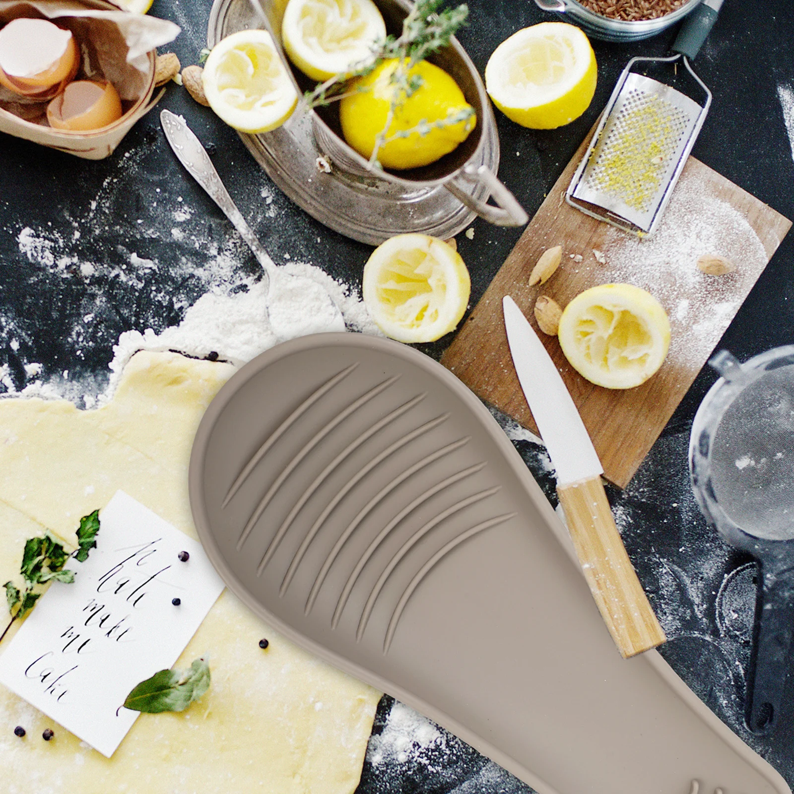 

1pc Silicone Silicone Rest Utensil Kitchen Supplies Utensil Spatula Spatula Holder For Countertop Spoon Holder Grey