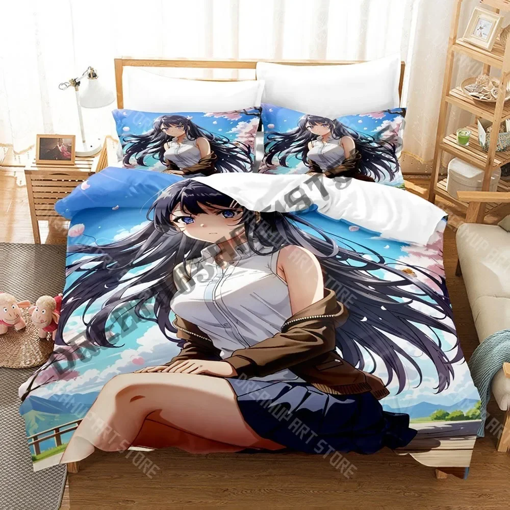2026 3D Print Sakurajima Mai Rascal Does Not Dream Of Bunny Girl Senpai Bedding Set Single Twin Full Queen King Size Bed Set