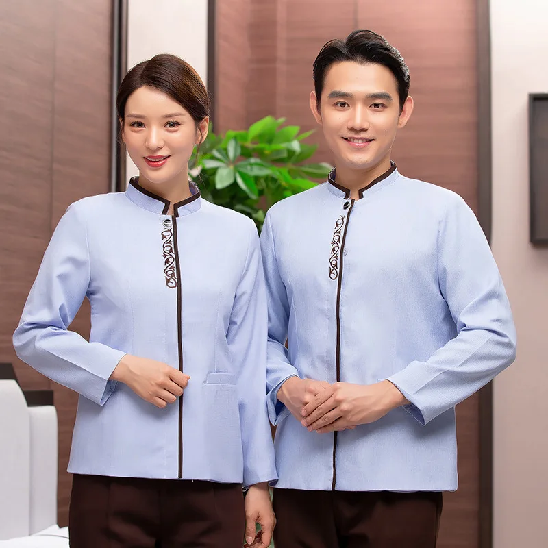 

Cleaning Work Clothes Long Sleeve Hotel Cleaner Men and Women Sales Department Hospital Property Cleaner Aunt Large Size KTV