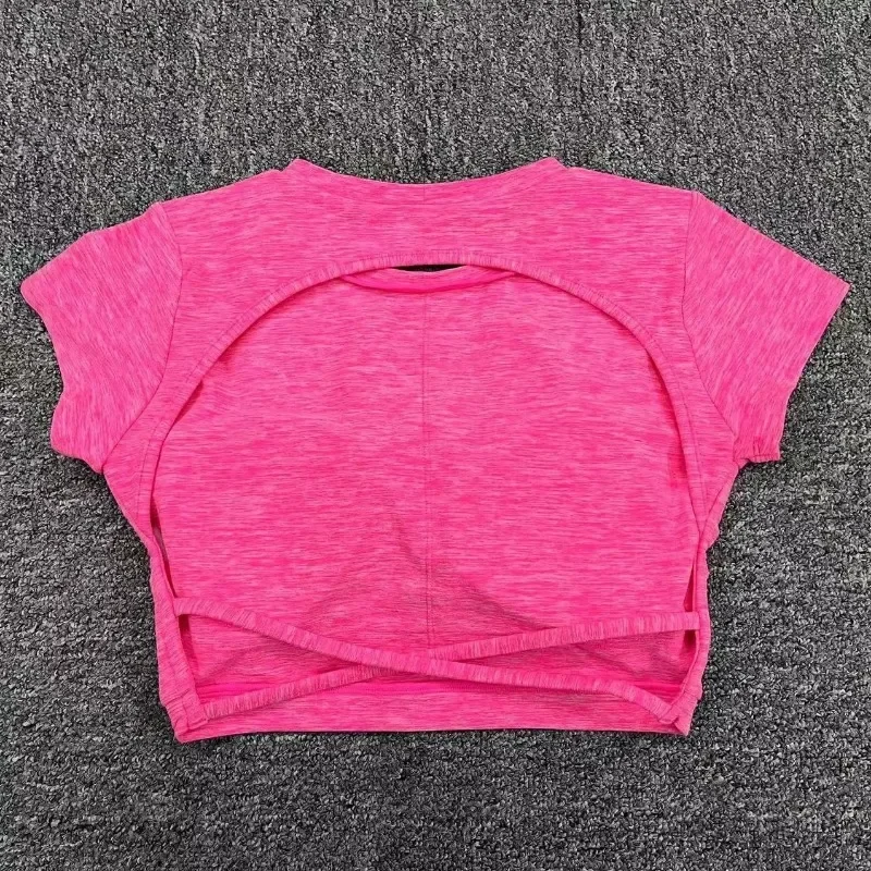 

VEQKING Женские рубашки для йоги с открытой спиной, быстросохнущий спортивный укороченный топ, жилет для фитнеса в тренажерном зале с короткими рукавами, мягкий топ для бега для тренировок