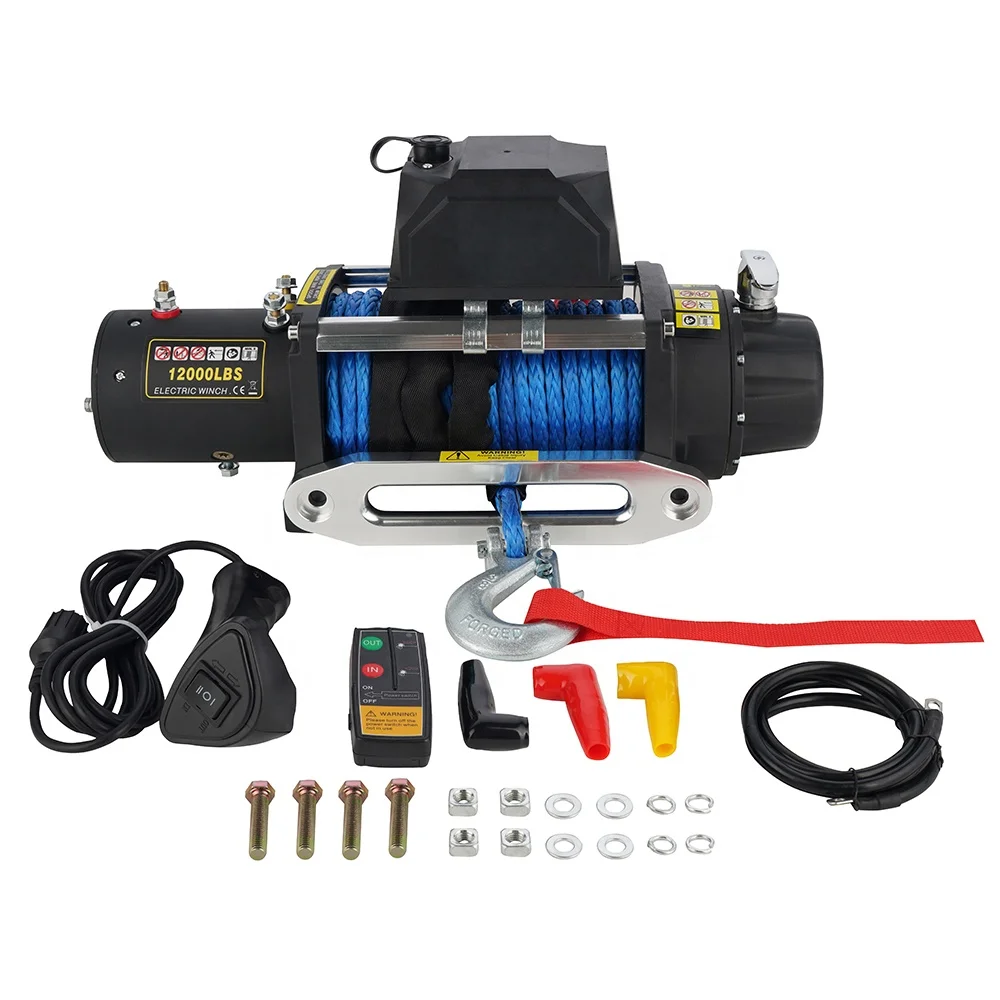 IP67 Waterproof 12000lb 12V 4x4 Synthetic Winch Electric Single Winch for Autos ODM Supported