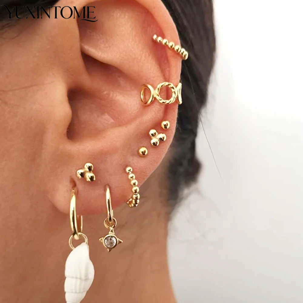 925 فضة الهندسة Huggie هوب أقراط الحد الأدنى تشيكوسلوفاكيا استرخى الأطواق دائرة صغيرة أقراط للنساء مجوهرات هدايا الحفلات