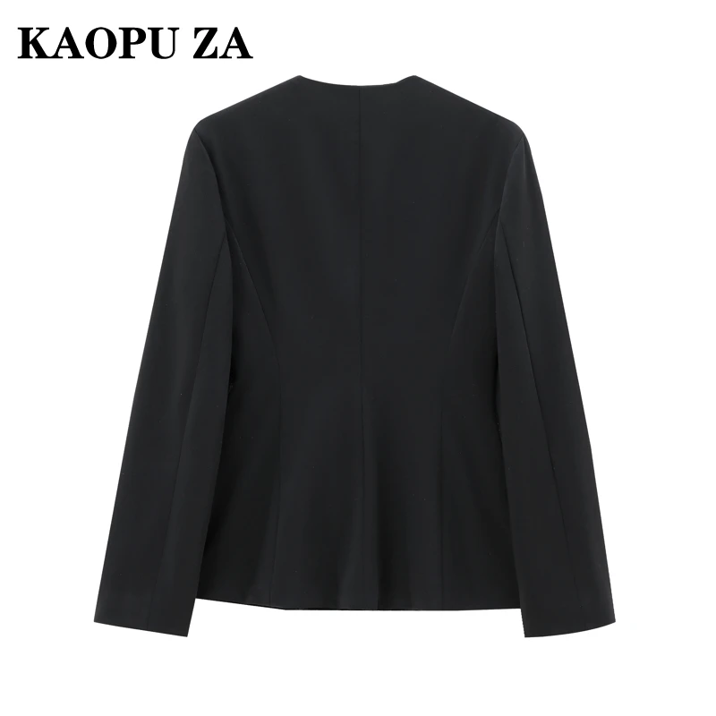 KAOPU ZA 2024 Autunno Nuova Donna Moda Giacca con colletto a V Tailleur pantalone Casual Lady Tinta unita Cappotto a maniche lunghe Abito da lavoro Due pezzi