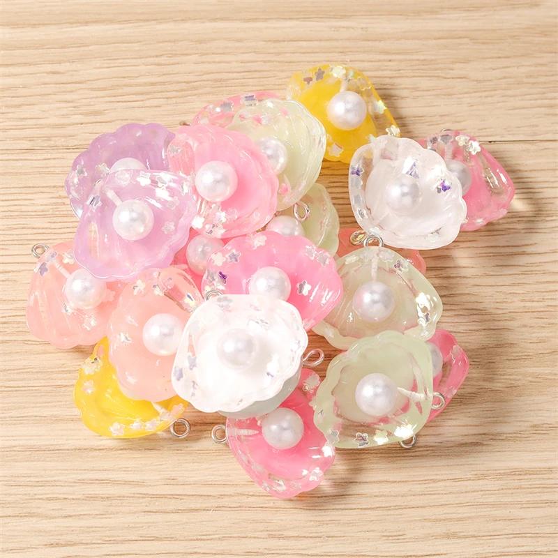 10 Stück 27x22mm Niedliche Bunte Harz-Muschel-Charms Anhänger zum Basteln von Halsketten, Ohrringen, Armbändern, DIY-Handwerk und Schmuckzubehör – Detail 7