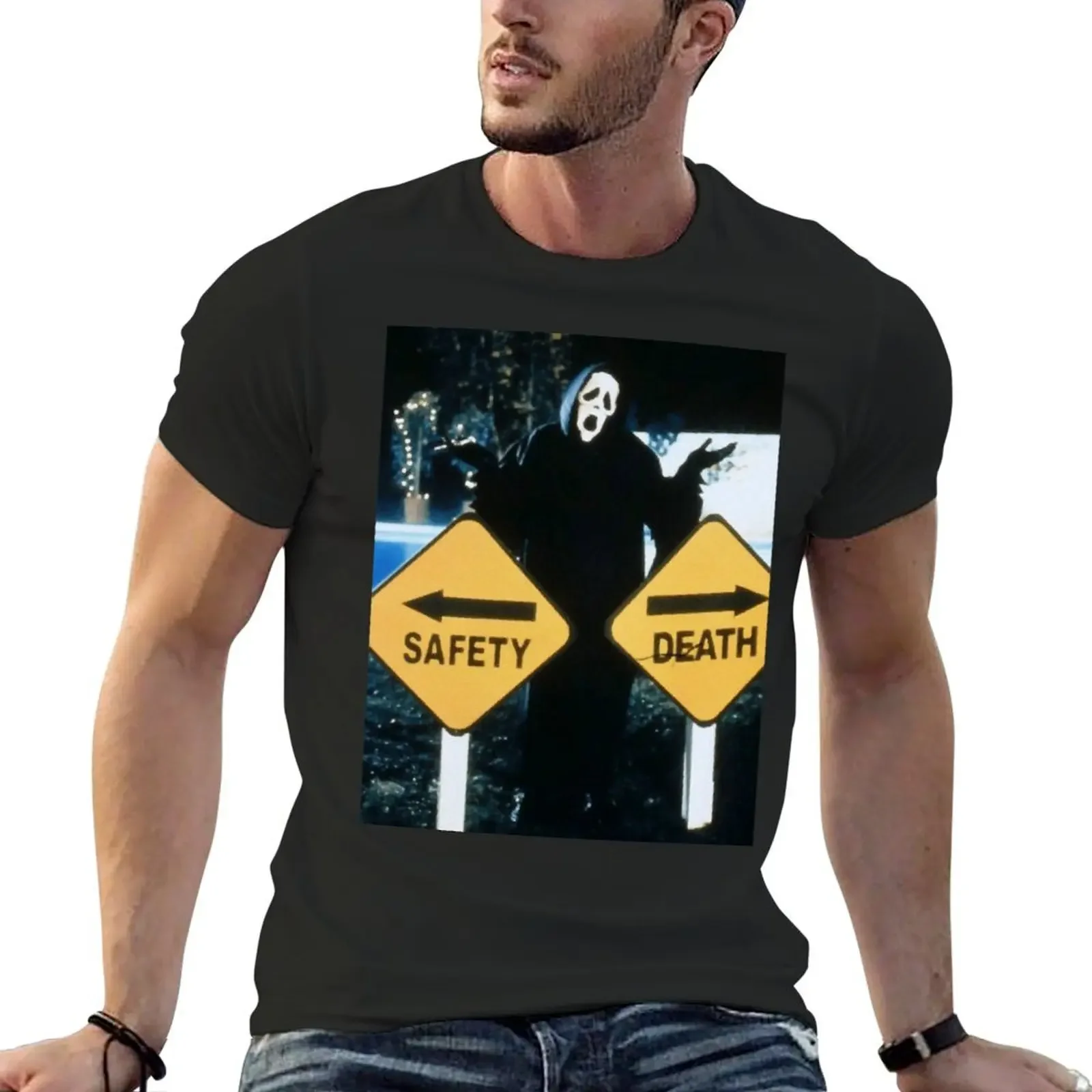 safety or death T-Shirt cute clothes animal prinfor boys cotton graphic tees summer tops black t-shirts for men