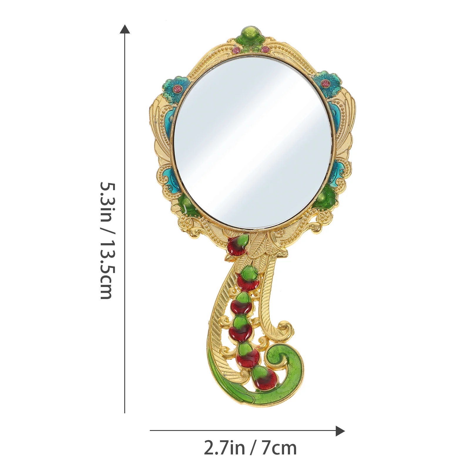 กระจกแต่งหน้าโลหะวินเทจ 2 ชิ้น ชุดกระจกหวีแบบพกพา สไตล์เรโทร อุปกรณ์เสริมสำหรับการเดินทาง โรงเรียน และฟิตเนส
