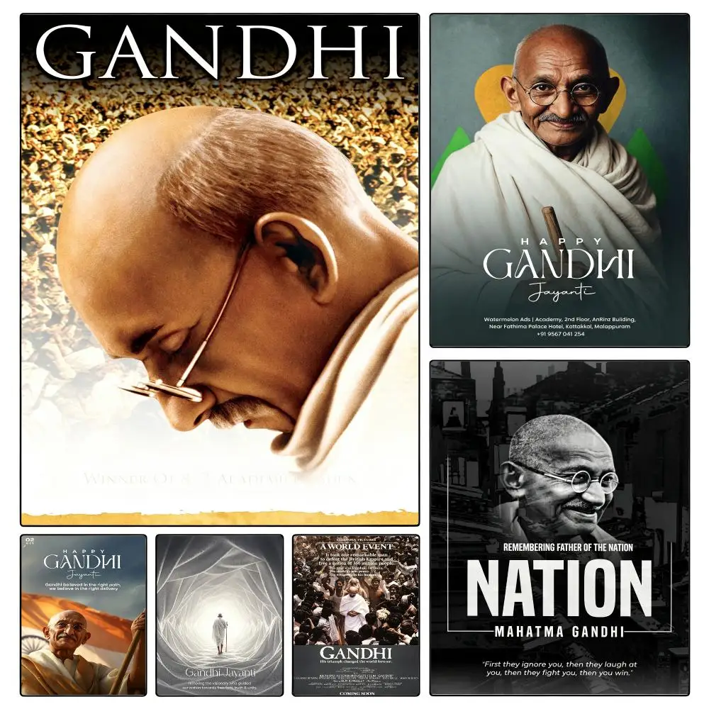 movie Gandhi Poster Poster Waterproof HD Unframed Self‑Stick Decor Wall Art for Home Room Decoration Gift