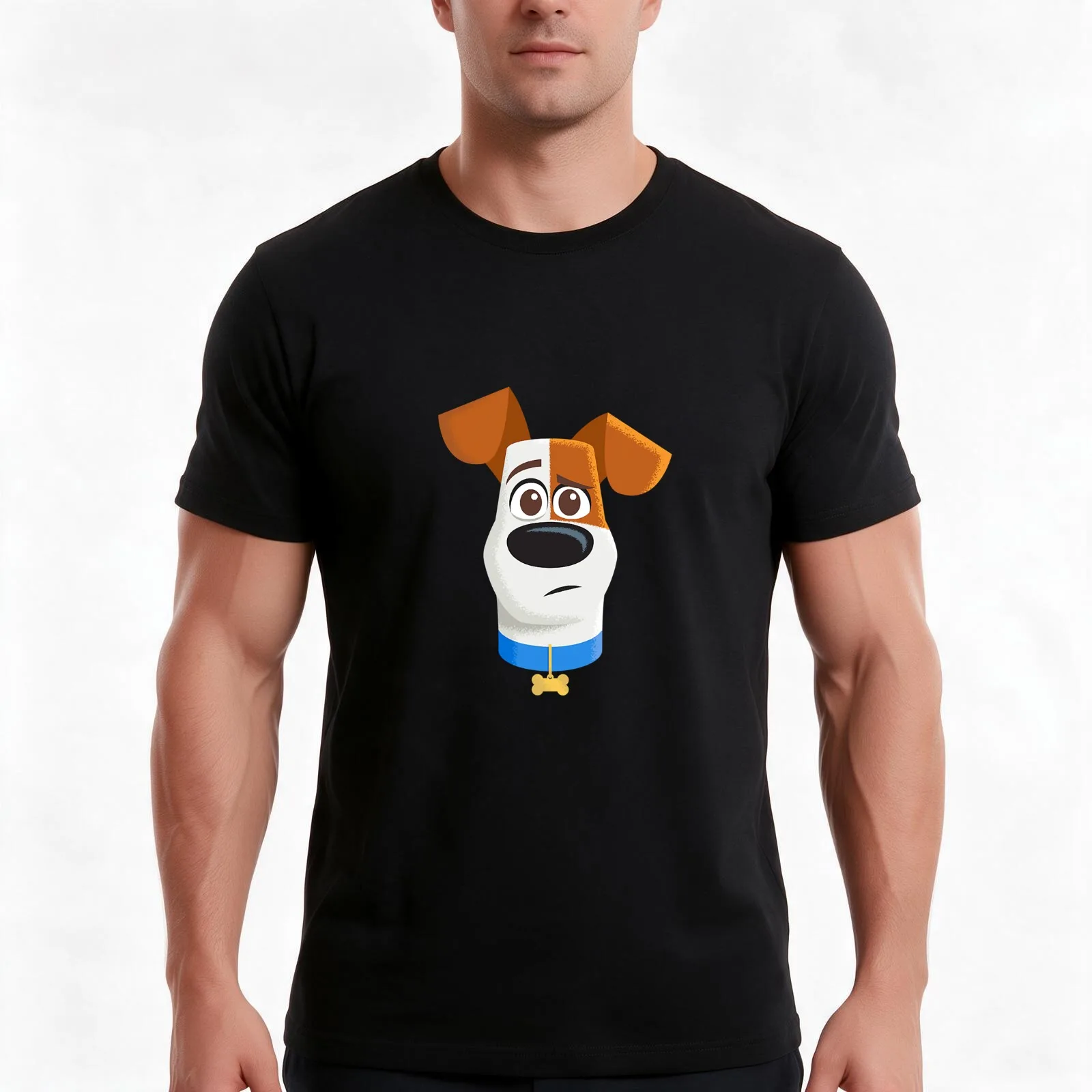The Secret Life of Pets 2 Max Close up T-Shirt, Summer Casual Cotton Tee, Oversized Streetwear Tops, Vintage Graphic Print
