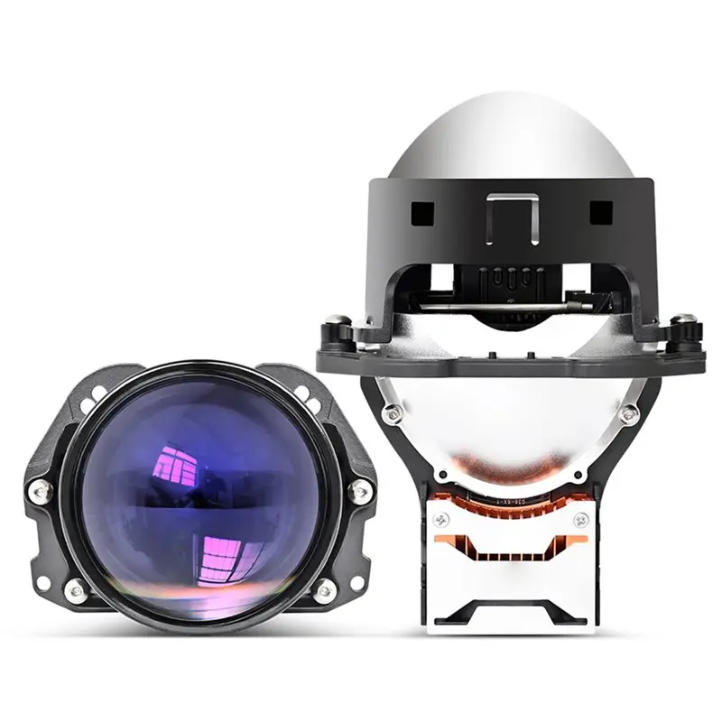 Auto Accessories Light Retrofit 2 Pcs 3 Inch TIR Prism Bi LED Projector Lens Headlight Kit 130W 6000K Universal Fit