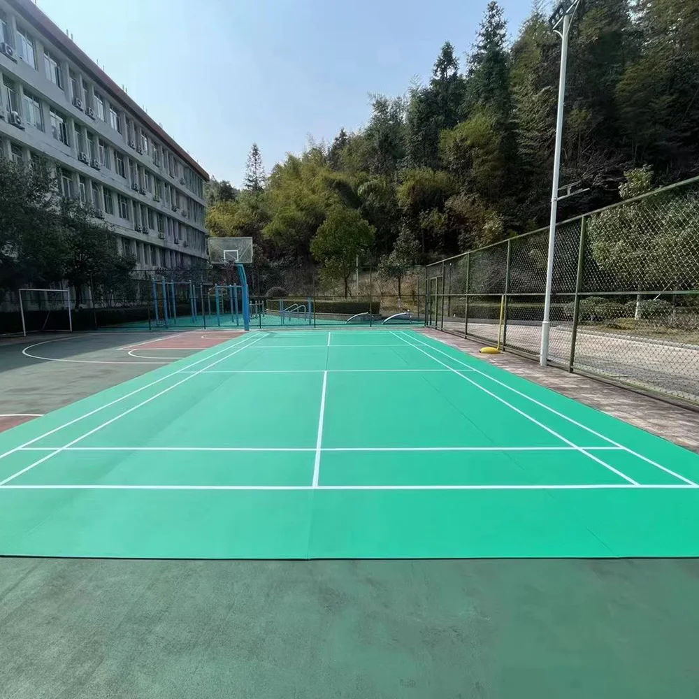 Beable Customize Your Outdoor Court PVC Badminton Flooring In Any Size Color With White Lines Before Shipping