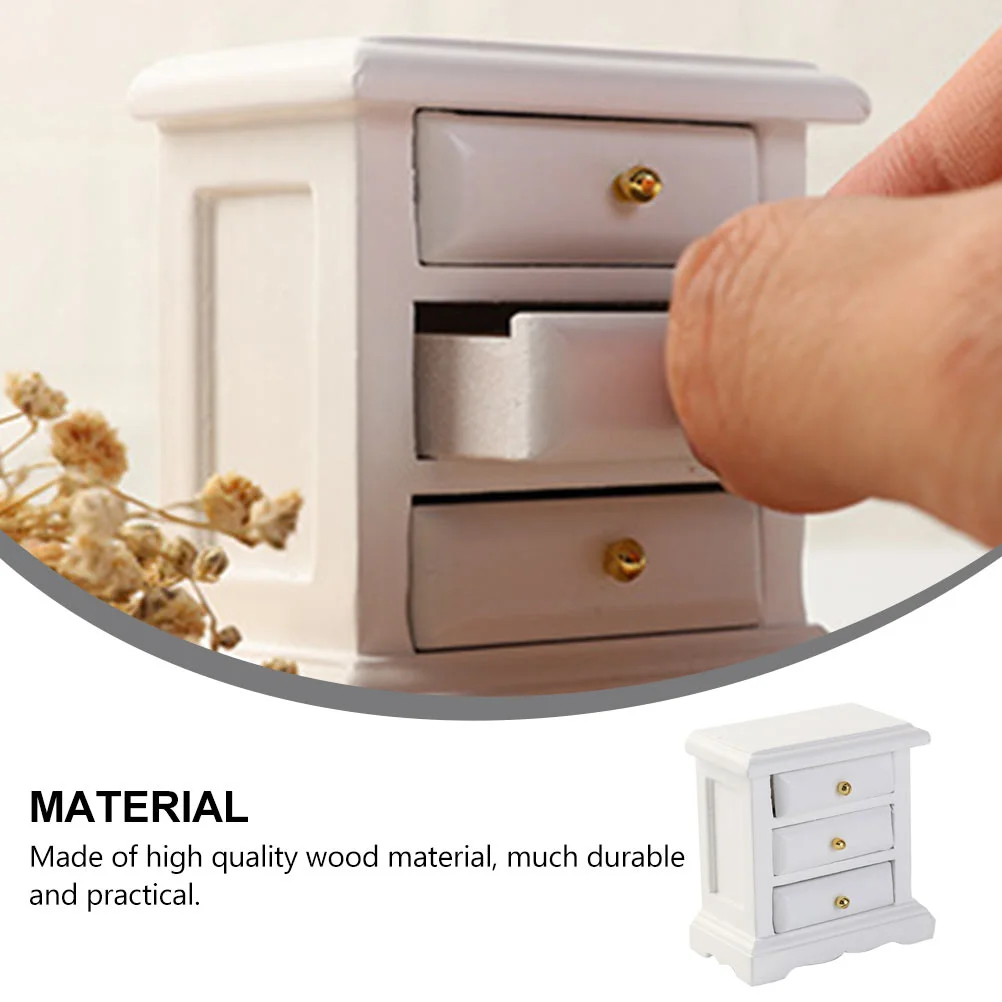 Dollhouse Chest of Drawers Bedside Table Mini Furniture Toy Micro Cabinet Model