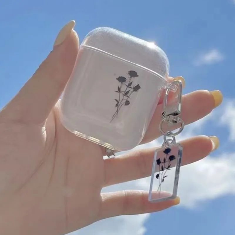 Flor para Apple Bluetooth AirPods Pro 2.a funda protectora funda suave transparente para Air pods 1/2/3 generación con llavero