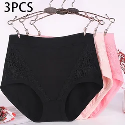 3pcs Modal Women Panties Lady Plus Size Underwear Large Size High Waist Briefs Breathable Solid Color Female Lingerie