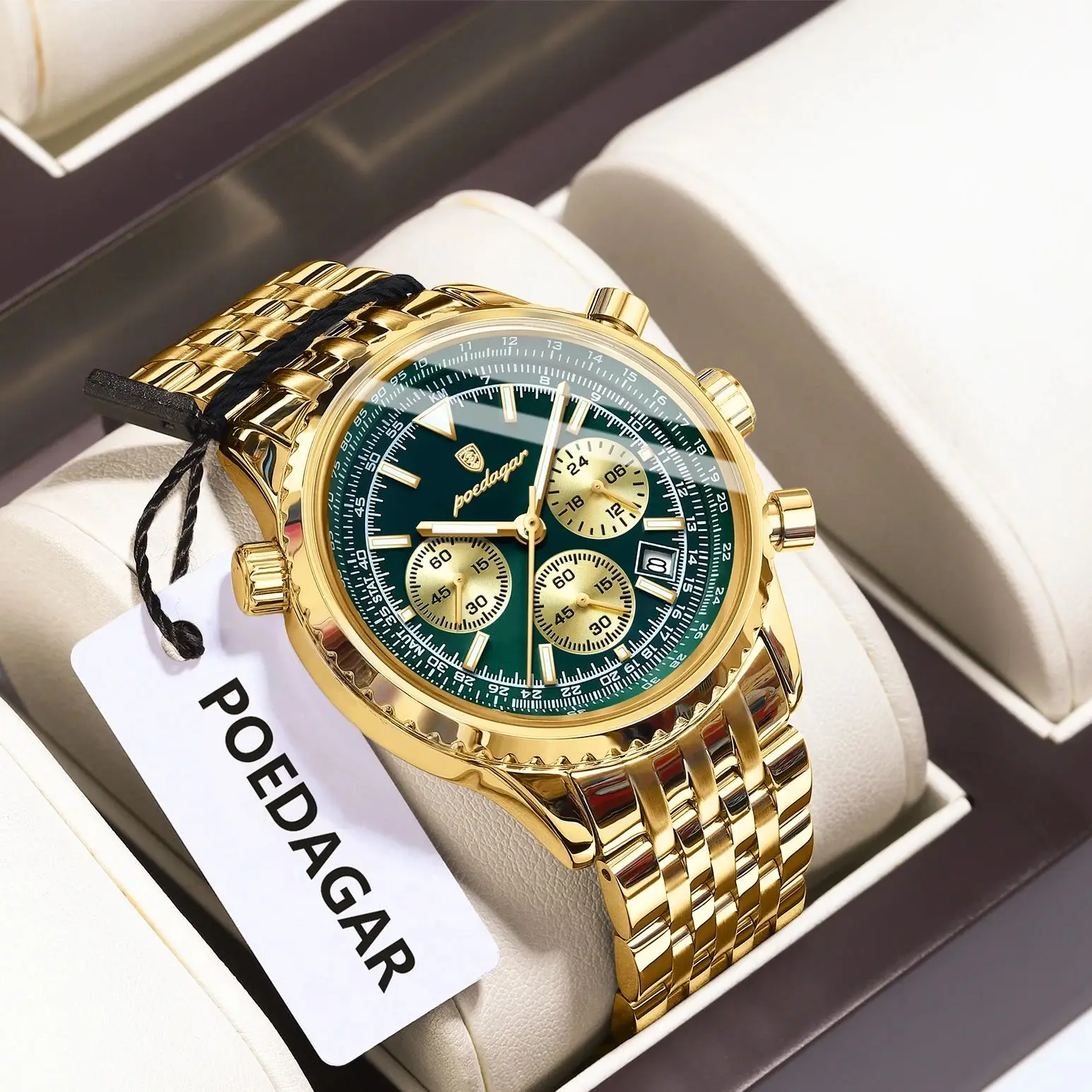 POEDAGAR Top Luxury Male Wristwatch Chronograph Date Waterproof Luminous Men's Watches Stainless Steel Classic Quartz Man Watch - view 2