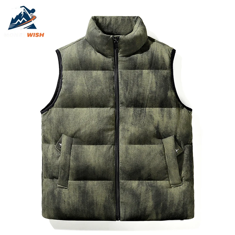 MONEYWISH الرجال القطن سترة 2025 جديد كامو 90% الأبيض بطة أسفل مكافحة الباردة الدفء جاكيت بلا إكمام في الهواء الطلق عادية الشتاء أسفل سترة #5