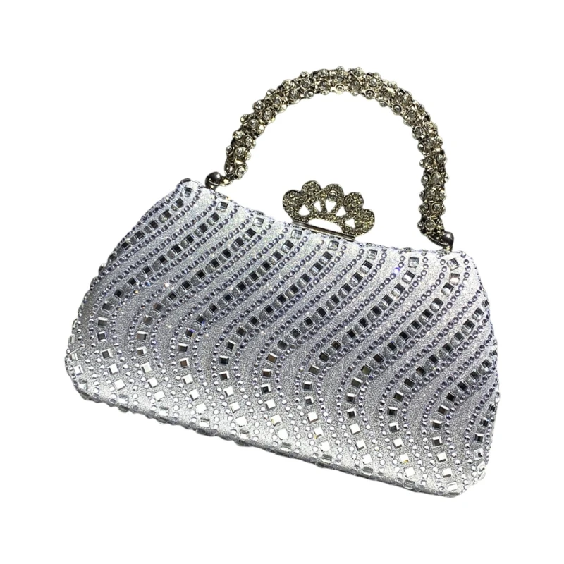 Sophisticated Evening Purse with Rhinestones Detail Shoulder Bag Dinner Bags E74B