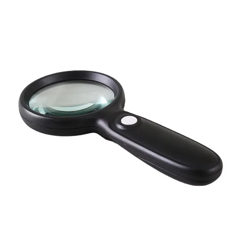 LED Handheld Lamp Light Led Magnifier Held Magnifying Glass Magifiying Glass  Portable Magnifying Glass Black