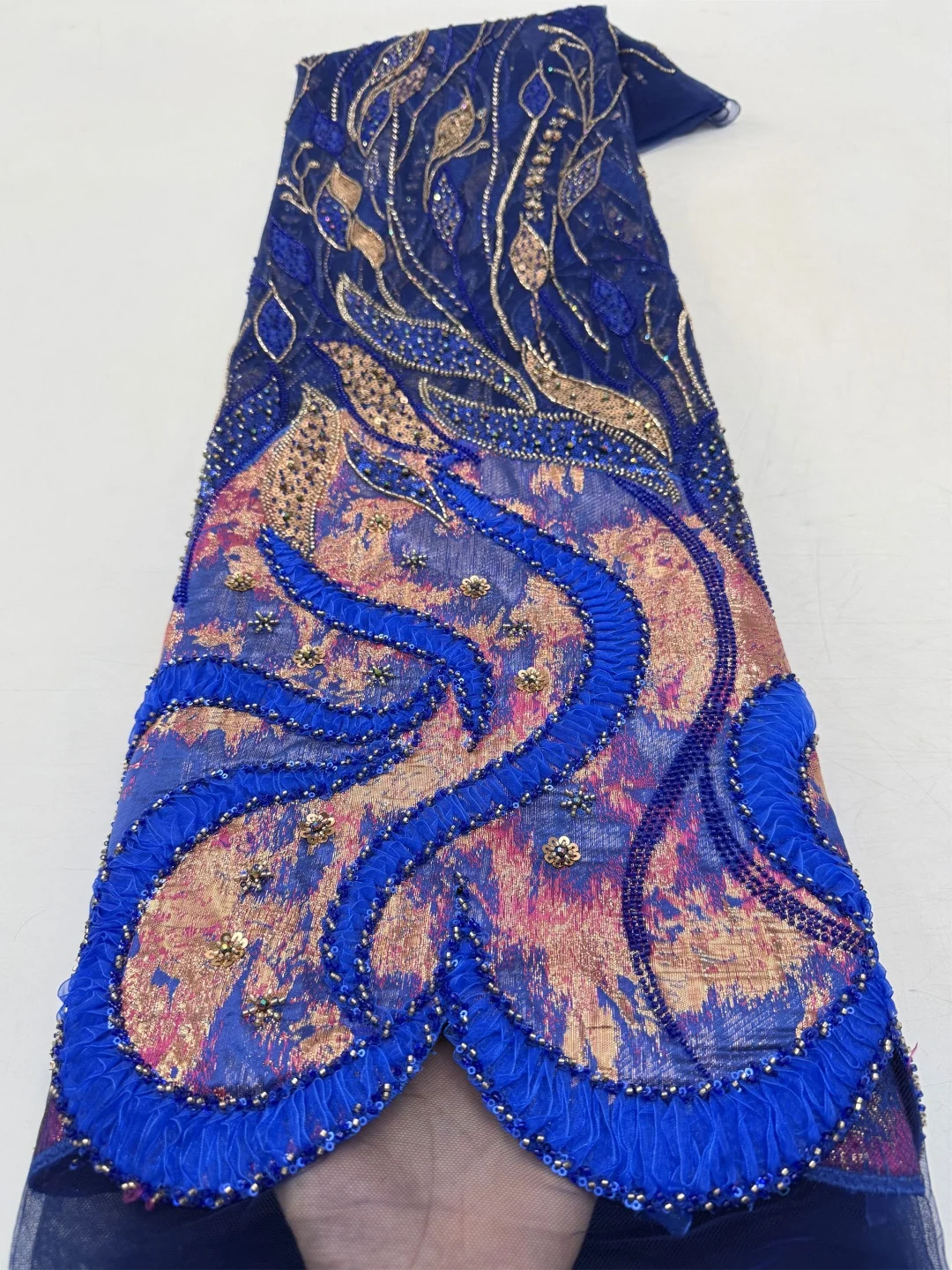 

Элитная африканская кружевная ткань с пайетками и бисером 2026, высококачественное кружево, 5 ярдов, синее французское кружево, нигерийские кружевные ткани для вечеринок