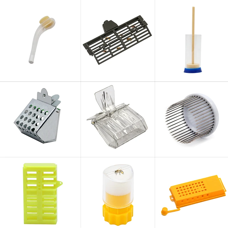 Beekeeping Bee Queen Catcher Plastic Clip Steel Needle Type Hexagon Cage Protective Cover King Marker Rearing Apiculture Tools