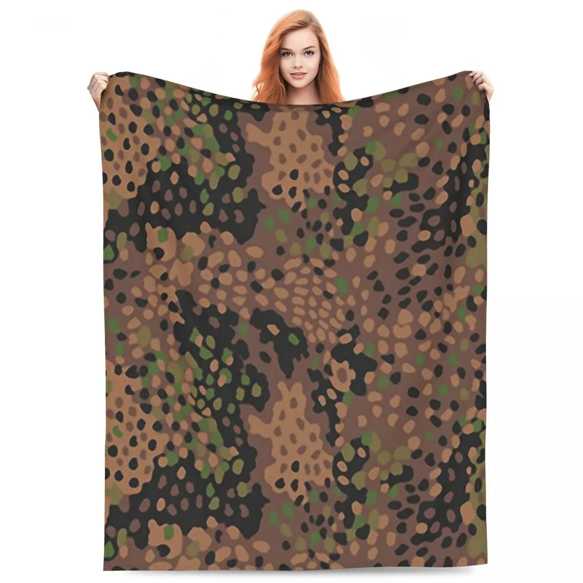Dot 44 German WW2 Camouflage Pattern Blanket Fleece Sofa Throw Blanket Throw Blankets for Bedding Office Throws Bedspread Quilt