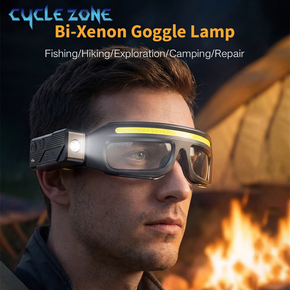 

Налобный фонарь-очки 2-в-1 с 5 режимами освещения и управлением жестами для рыбалки, бега, ремонта автомобилей, работы на улице, экстренных ситуаций