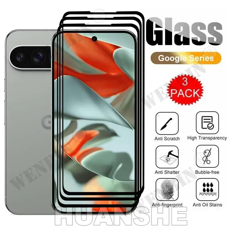 

3PCS Curved Full Cover Tempered Glass Screen Protector for Google Pixel 10 9 Pro XL 8 7 6 Pro 7A 6A 5A 4A 3 XL