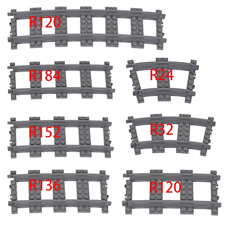 20 sztuk MOC City Bricks pociąg elastyczne części konstrukcyjne kolei krzywa tor R120 klocki akcesoria modelarskie kompatybilne