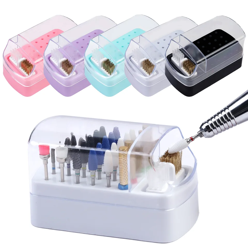 Organizador de cabezales de esmaltes de 30 orificios, acrílico, portátil, transparente, a prueba de polvo, profesional