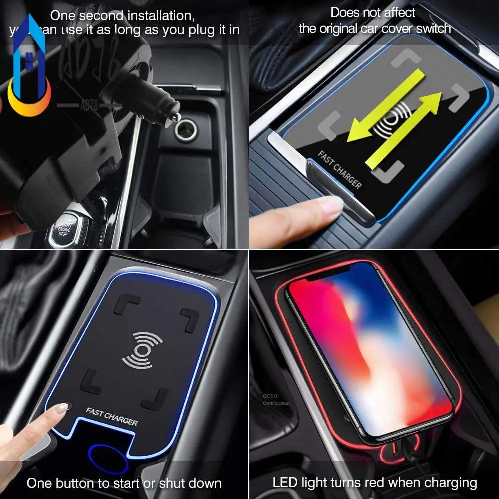 

AD78-15W Car For Qi Wireless Charger Charging Plate Phone Holder For Volvo XC90 S90 XC60 VC60 S60 V90