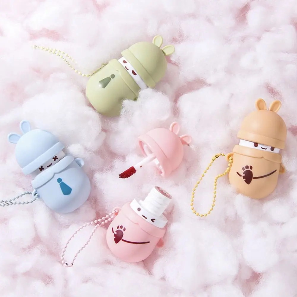 Waterproof Mirror Lip Glaze Cartoon Non-stick Cup Moisturizing Lip Gloss Liquid with Chain Water Light Color Lip Stick Cosmetic